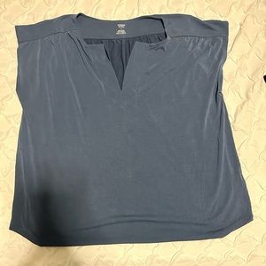 Blue V-Neck Collar Blouse. Size L but fits as an X-Large.